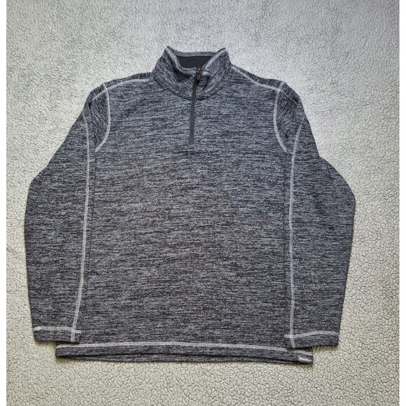 Eddie Bauer 1/4 Zip Pullover Sweater Men's Size Large Striped Black/Gray - Picture 1 of 9